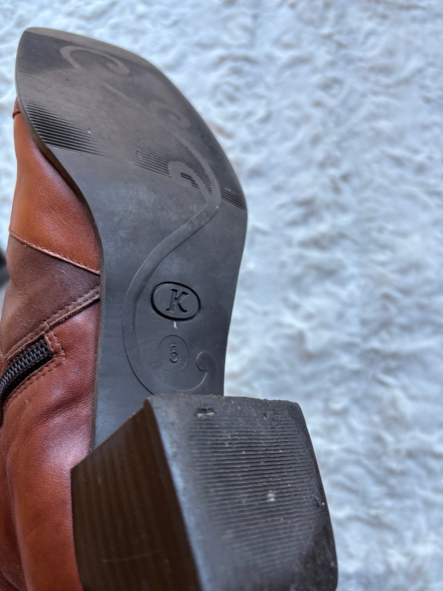 Vintage 90's Patchwork Leather Block Heel Boots