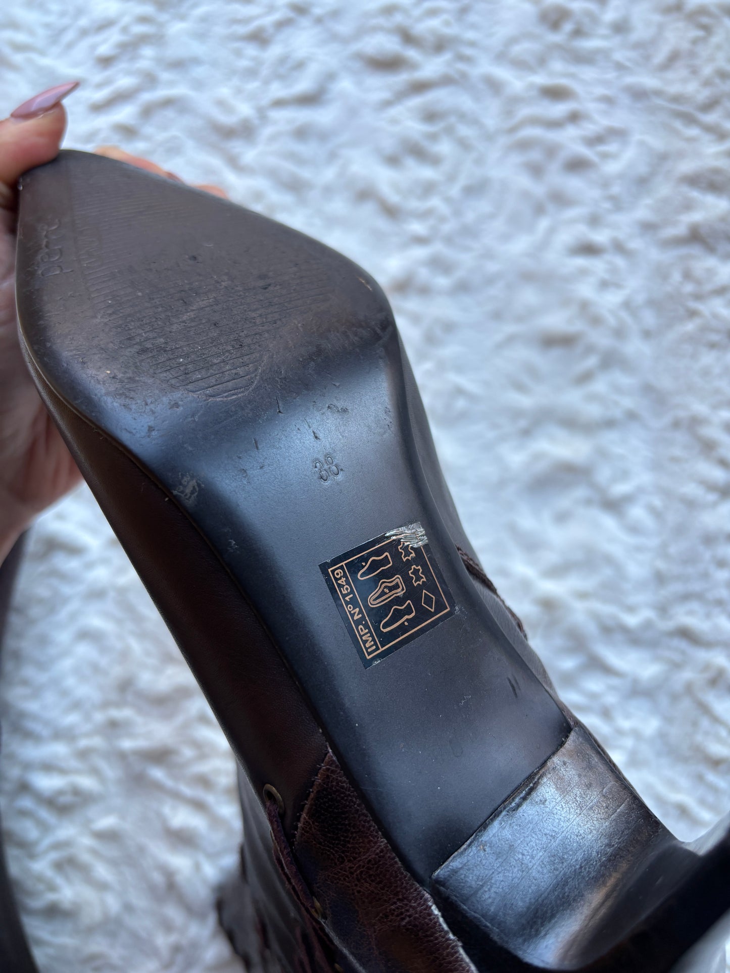 Vintage Pierre Chupin Western Patchwork Leather Ankle Boots