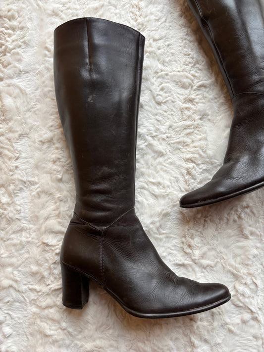 Vintage 90's Drotos Leather Block Heel Boots