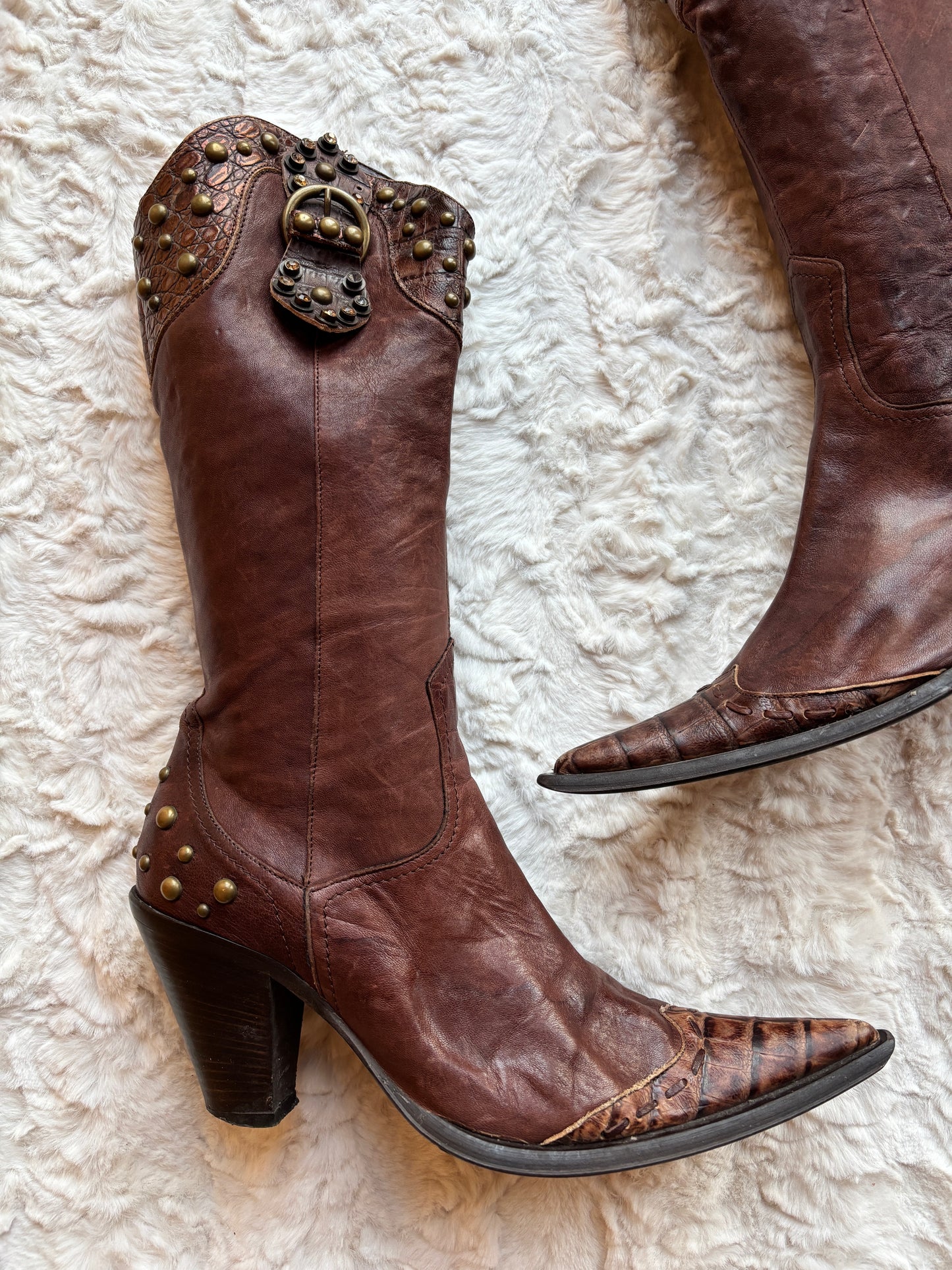 Vintage Moda in Pelle Leather Cowboy Boots