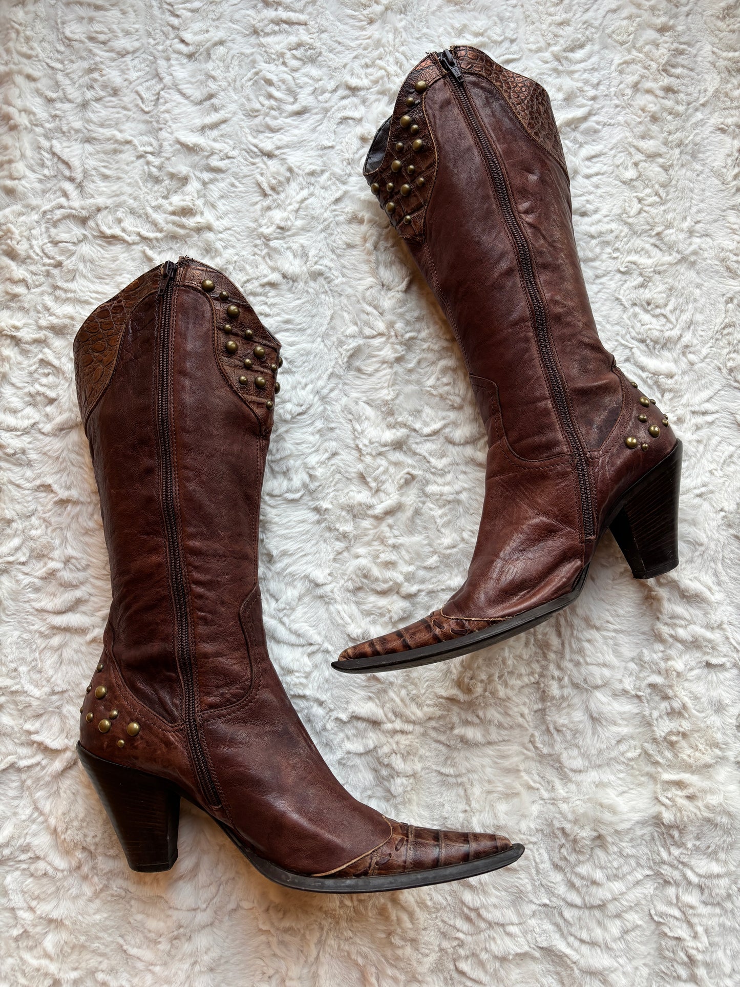 Vintage Moda in Pelle Leather Cowboy Boots