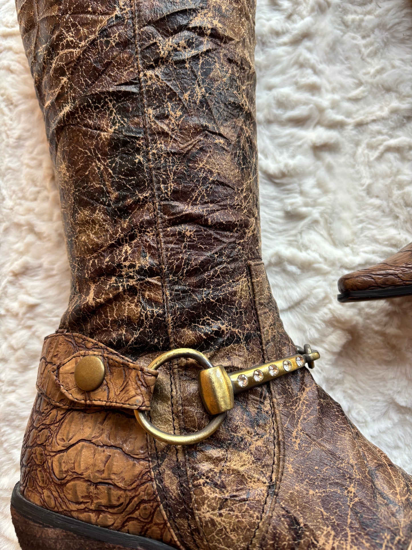 Vintage Western Faux Leather Cowboy Boots