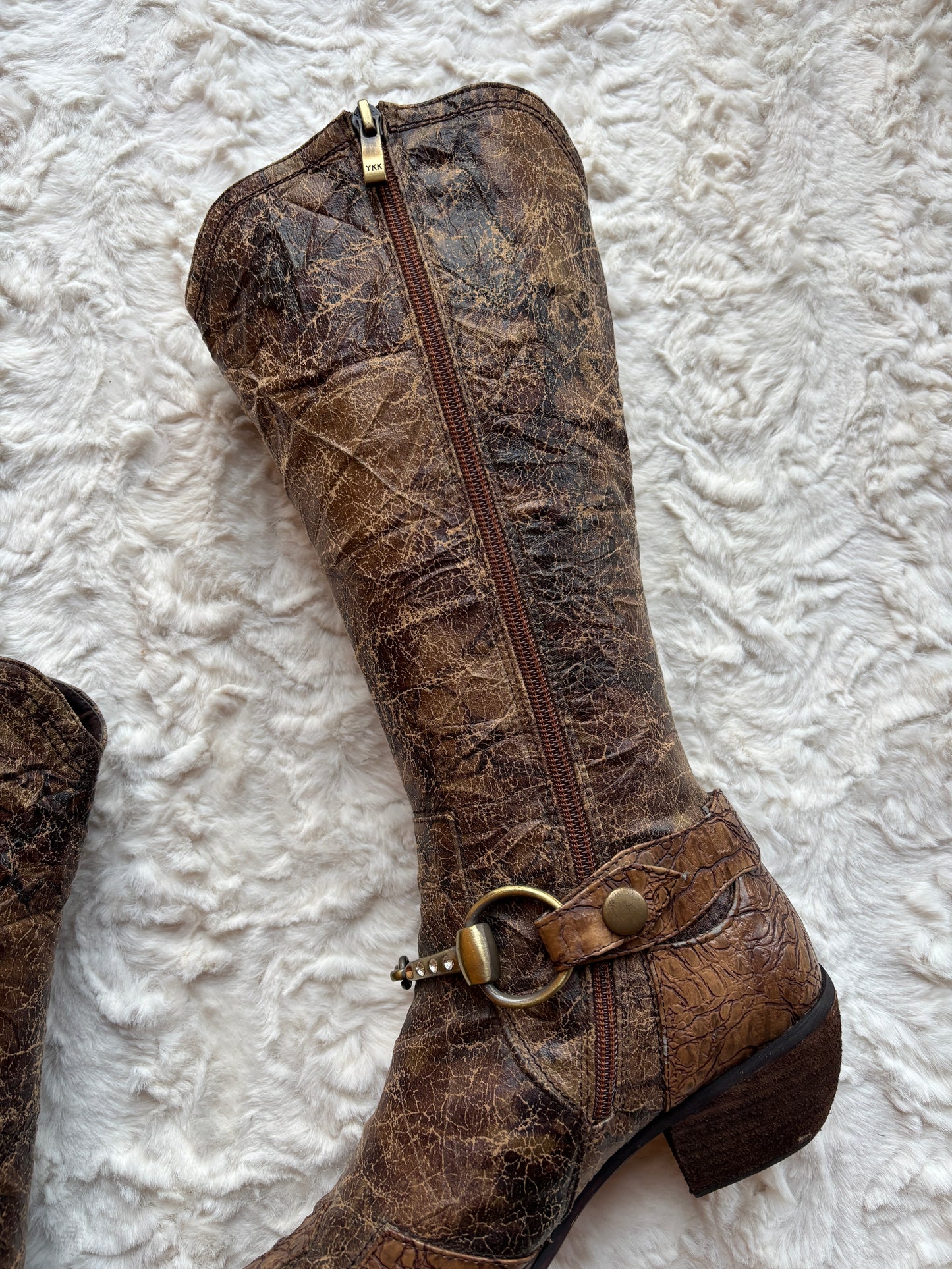 Vintage Western Faux Leather Cowboy Boots