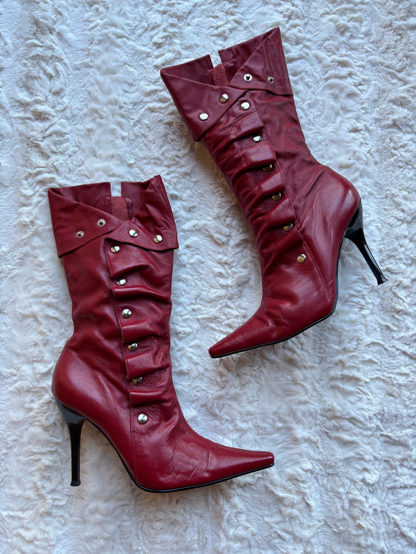 Vintage Y2K River Island Studded Leather Stiletto Boots