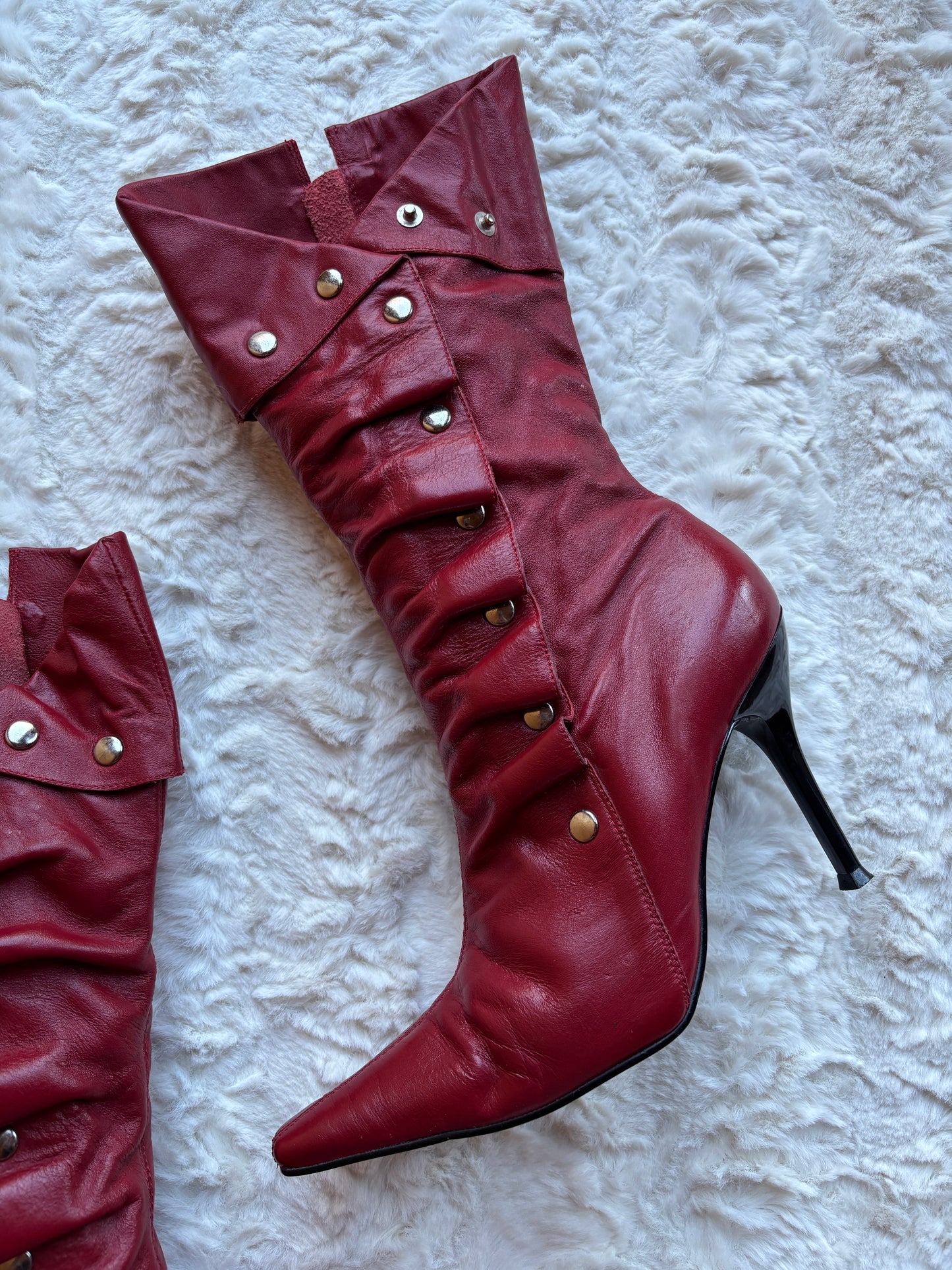 Vintage Y2K River Island Studded Leather Stiletto Boots