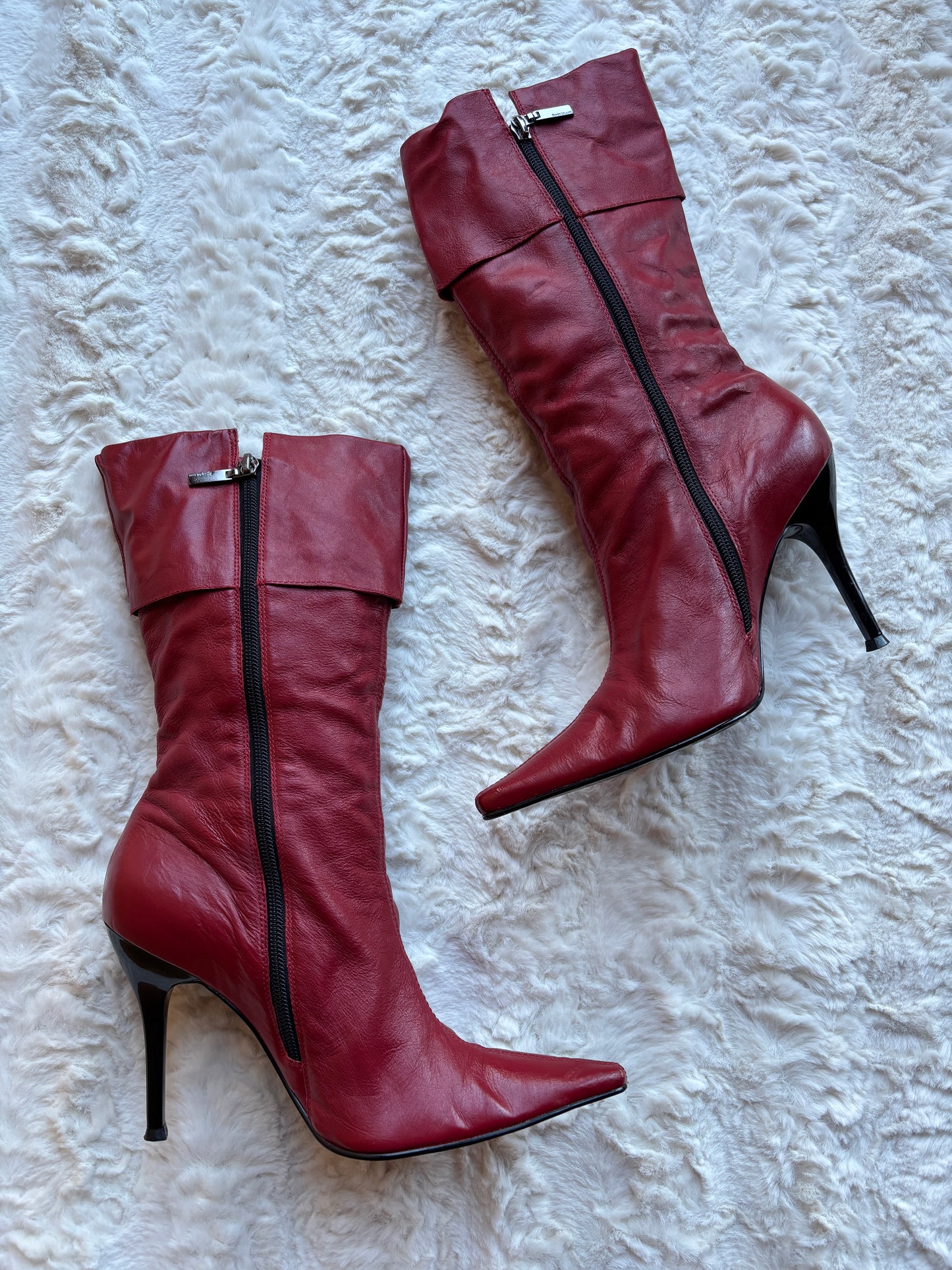 Vintage Y2K River Island Studded Leather Stiletto Boots