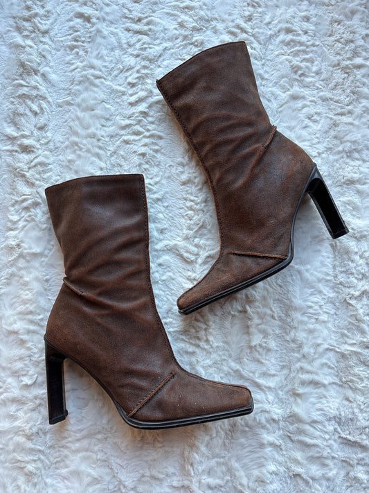 Vintage 90's Bronx Suede Leather Heeled Boots