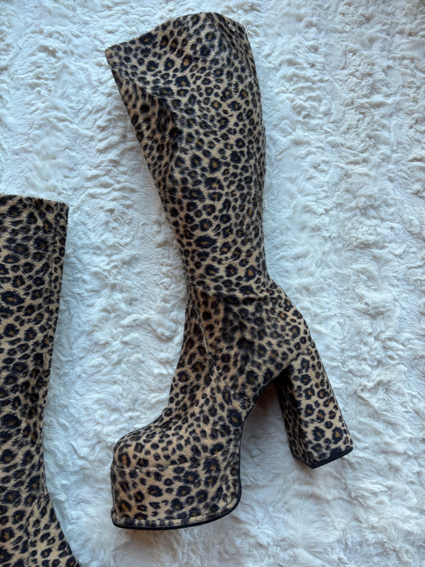 Vintage 90's Shelly's London Leopard Print Platform Boots