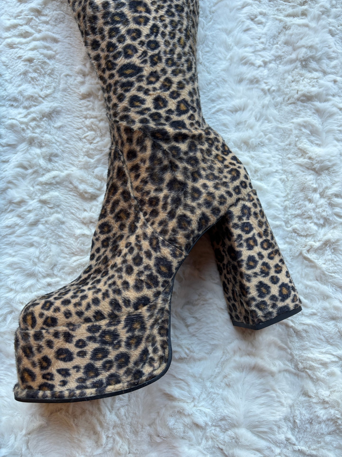 Vintage 90's Shelly's London Leopard Print Platform Boots