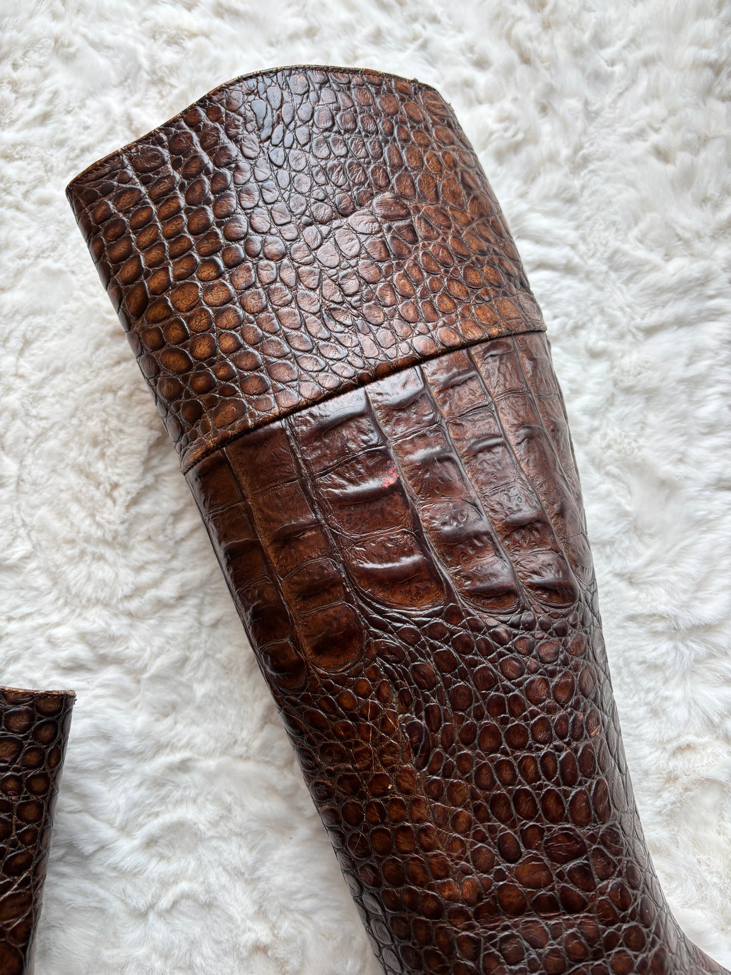 Vintage Y2K Zara Croc Embossed Leather Stiletto Boots
