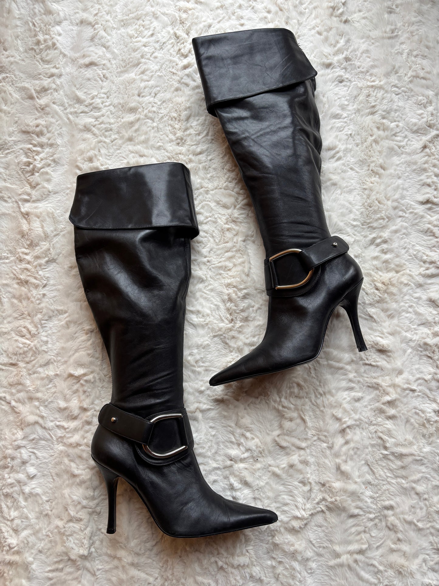 Vintage Y2K Dune Buckle Detail Stiletto Boots