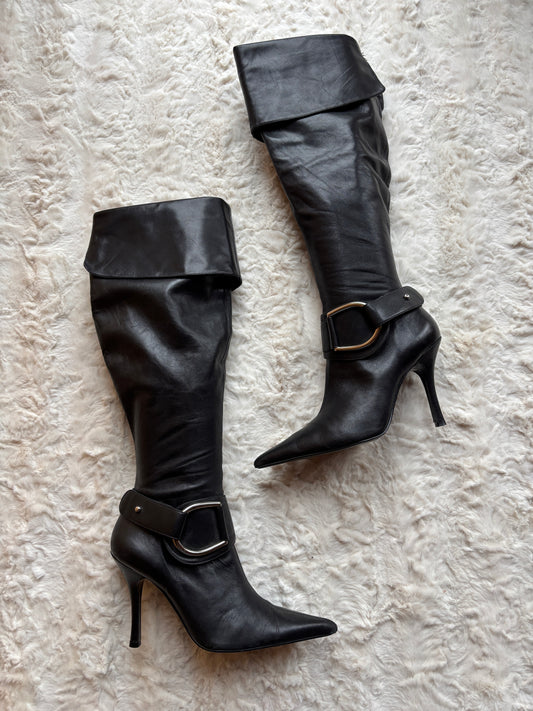 Vintage Y2K Dune Buckle Detail Stiletto Boots