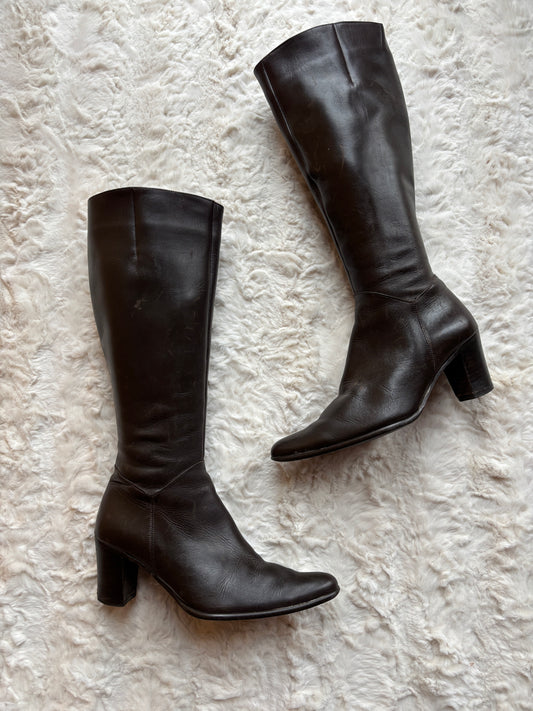 Vintage 90's Drotos Leather Block Heel Boots