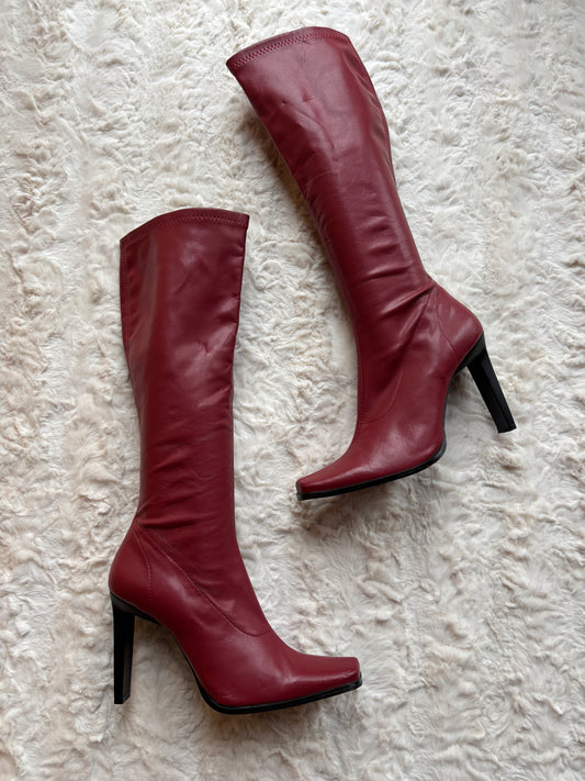 Vintage Y2K Milano Moda Faux Leather Block Heel Boots