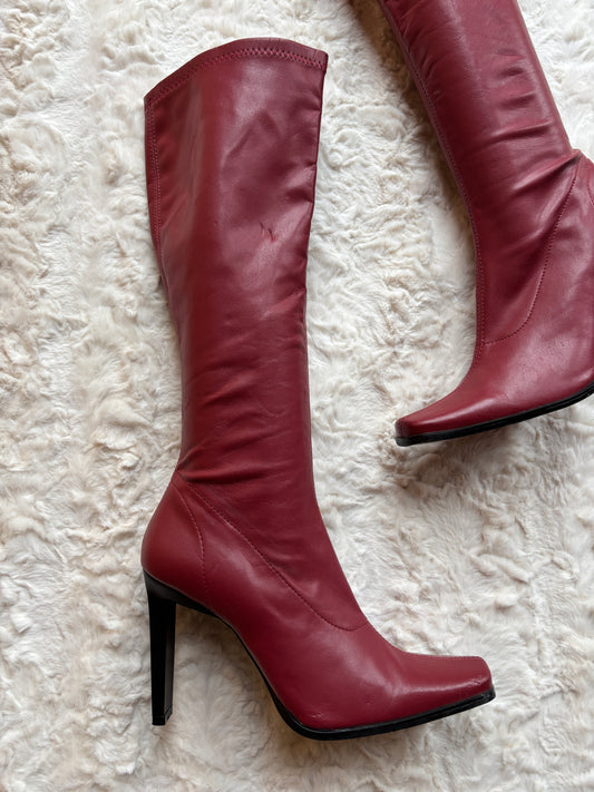 Vintage Y2K Milano Moda Faux Leather Block Heel Boots