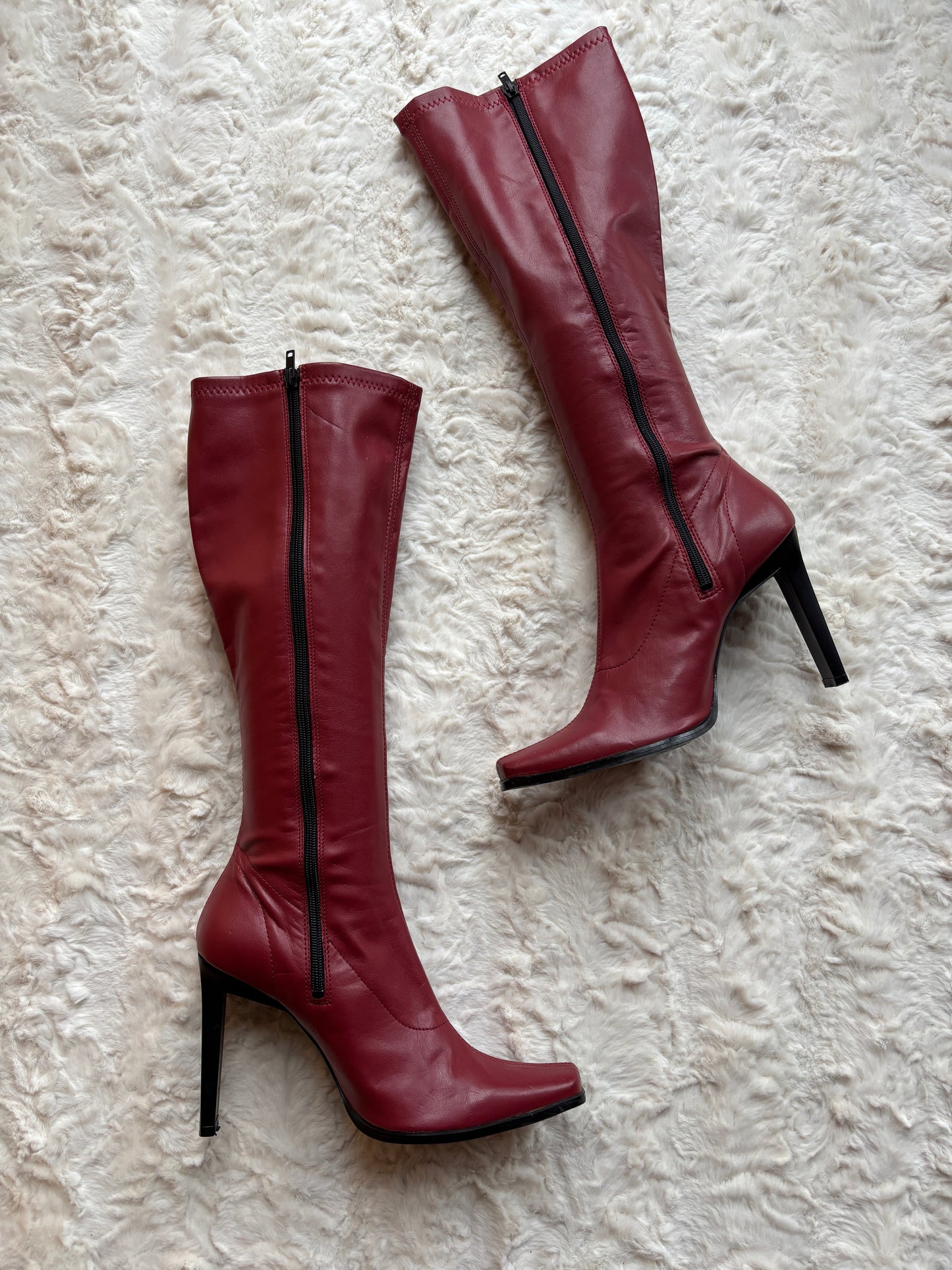Vintage Y2K Milano Moda Faux Leather Block Heel Boots